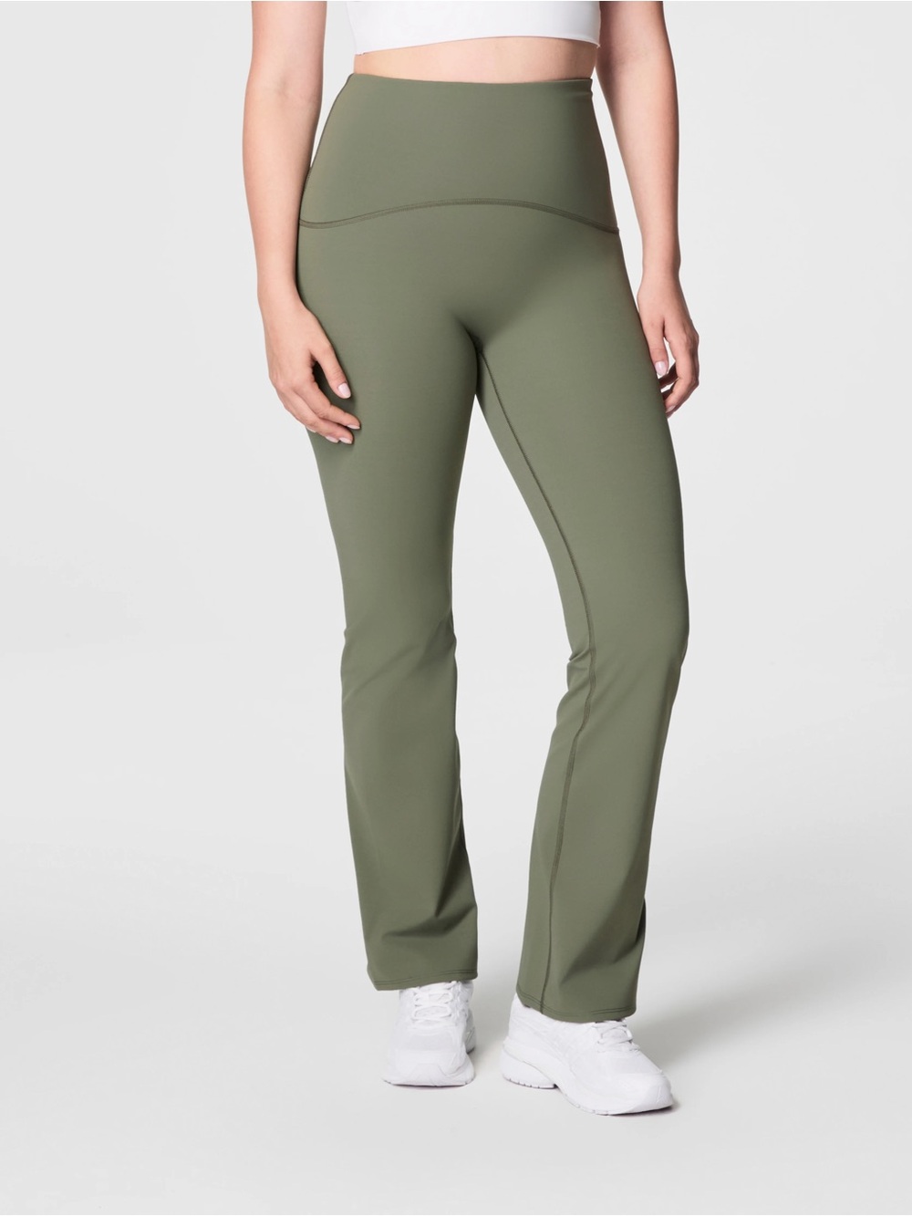 SPANX High-Waisted Flare Leggings — Olive Green — NWT